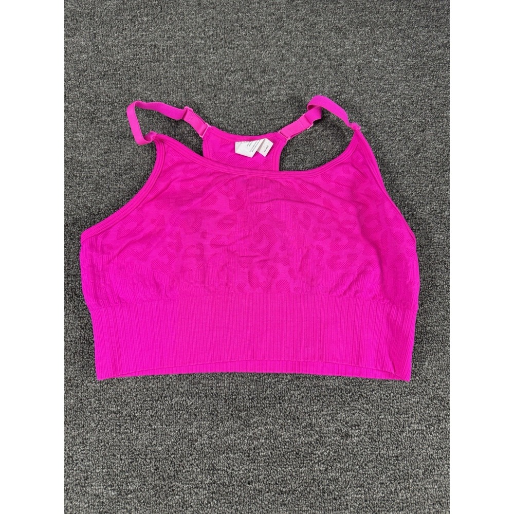 90 Degrees Hot Pink Cheetah Sports Bra XL No Pads